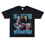 Film Star T Shirt Medium Loose Heavy Weight Retro Street Cotton T-shirt Men and Women