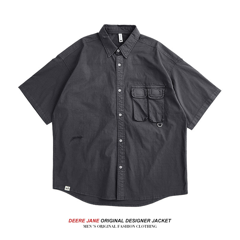 Men's Shirts Summer Short Sleeve Shirt Coat Men's Loose All-Matching