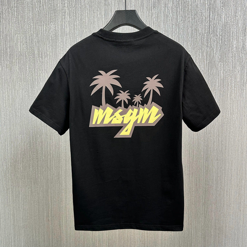 MSGM T-Shirt Coconut Tree Alphabet Loose Short Sleeve T-Shirt