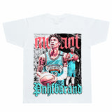 Basket Ball Star T Shirt Basketball Ja Morant Printed Washed Distressed T-Shirt Cotton Short Sleeve Loose