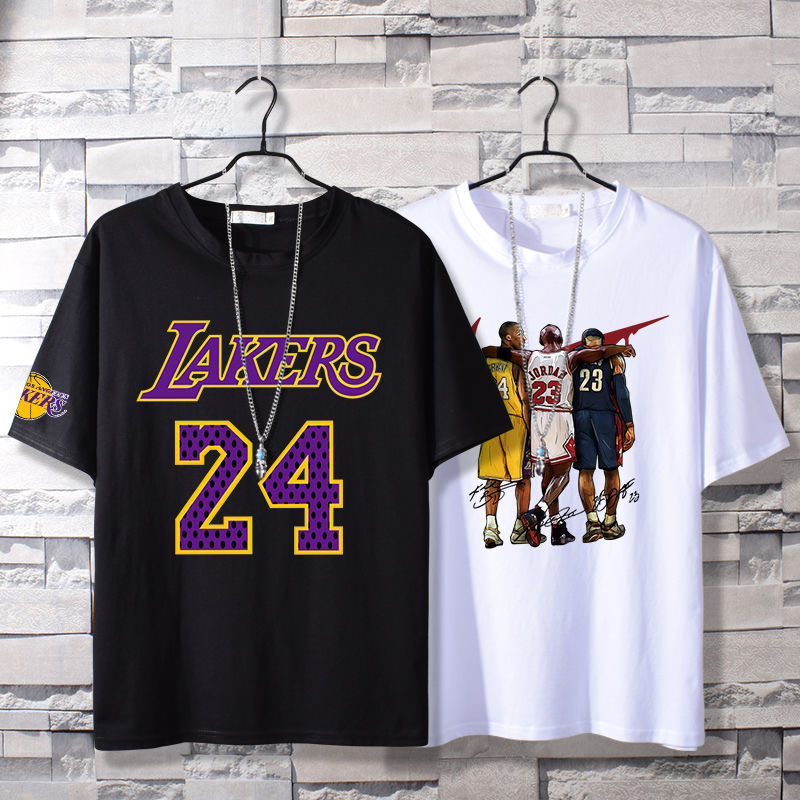 Basketball Sports T Shirt Nba Basketball Clothes Commemorative Kobe No. 24 Cotton Short-Sleeved T-Shirt Men'S Loose
