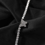 Chains Hip Hop Butterfly Tennis Chain Fashion Collarbone Chain Copper Zirconium Spectrum