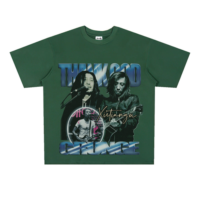 Film Star T Shirt Loose Weight Retro Street Cotton T-shirt