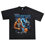 Basket Ball Star T Shirt Dejounte Murray Washed Distressed Printed T-shirt Retro Short Sleeve Cotton