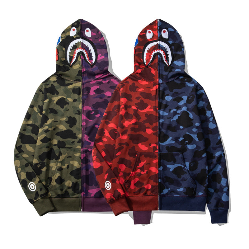 Aape Hoodie Camouflage Stitching Thin Men's and Women's Casual Hooded Loose