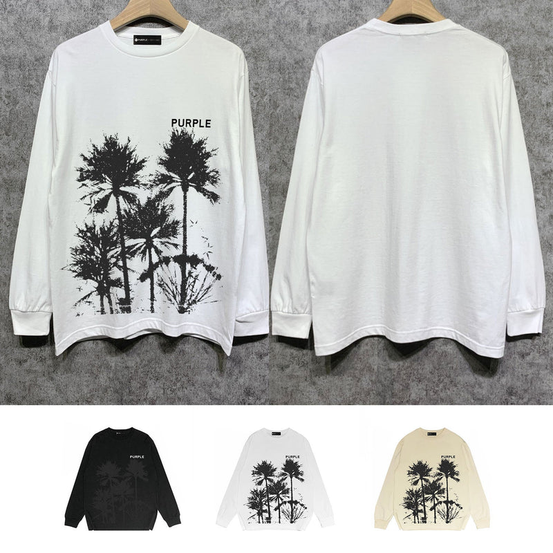 Purple Brand Long Sleeve T-Shirt Fashion Loose Long Sleeve Top