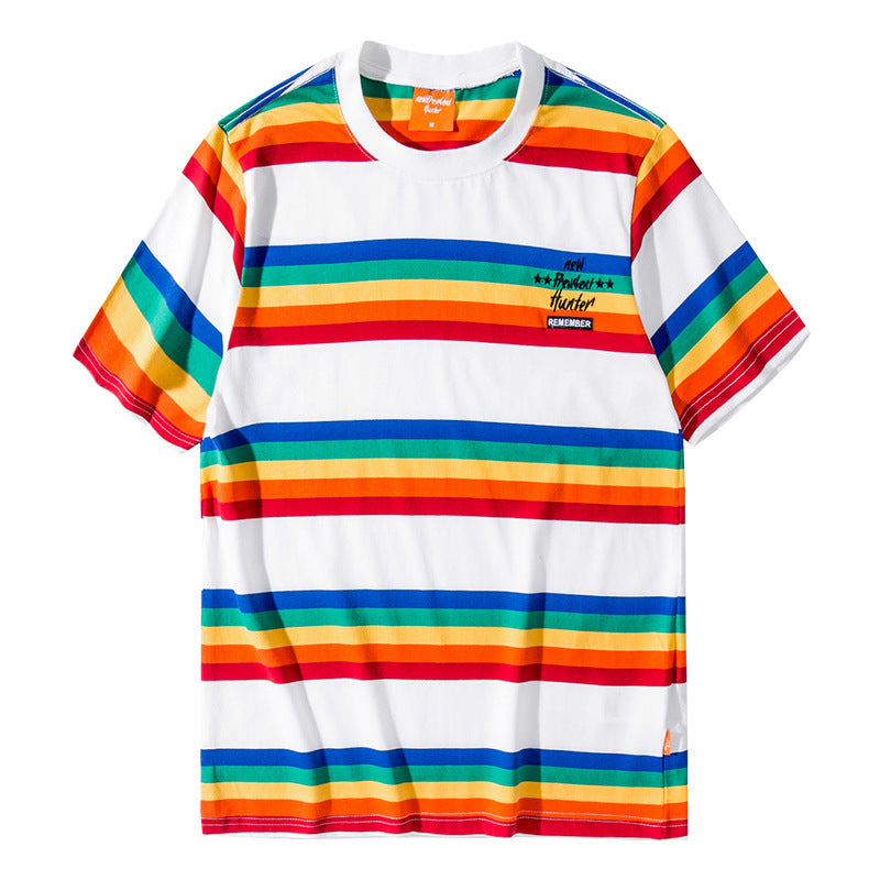 Mariner Shirt Spring and Summer Fashion Brand Striped Short Sleeve T-shirt Men's Loose Street Half Sleeve Couple