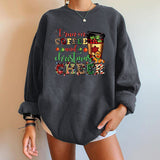 Christmas letter y2k ndy printed sweatshirt round neck casua