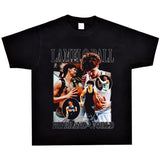 Basket Ball Star T Shirt Washed Distressed Lamelo Ball Printed Short Sleeve T-Shirt Vintage Pure Cotton