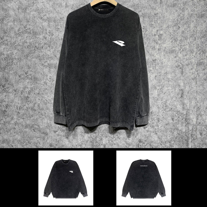 Purple Brand Distressed Long Sleeve Shirt Fashion Distressed Loose Long-sleeved Top