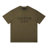 Fog Essentials T Shirts Spring/Summer FOG Double Line Letter Print Crew Neck Short Sleeves