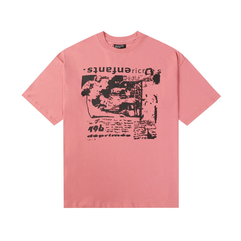 ERD T Shirts Cartoon Print Loose-Fitting Casual T-shirt