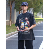 Basket Ball Star T Shirt Wash Distressed T-shirt Retro Short Sleeve