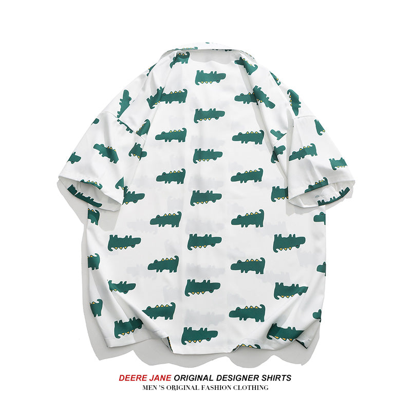 Men Shirts Summer Short Sleeve Printed Shirt Men's Fashion Brand Loose Casual