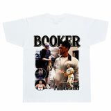 Basket Ball Star T Shirt Basketball Washed Distressed Devin Booker Short Sleeve Loose-Fitting Pure Cotton T-Shirt