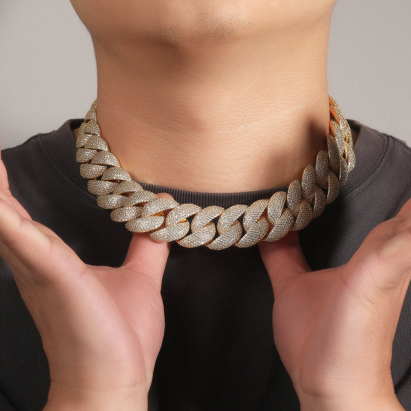 Chains Copper Zircon 24mm Cuban Necklace Spectrum