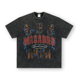 Vintage T-shirts Doberman Printed Short Sleeve T-Shirt Street Washed Old