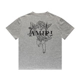 Amiri T Shirt Angel Sketch Printed Casual Hip Hop Short Sleeve T-shirt