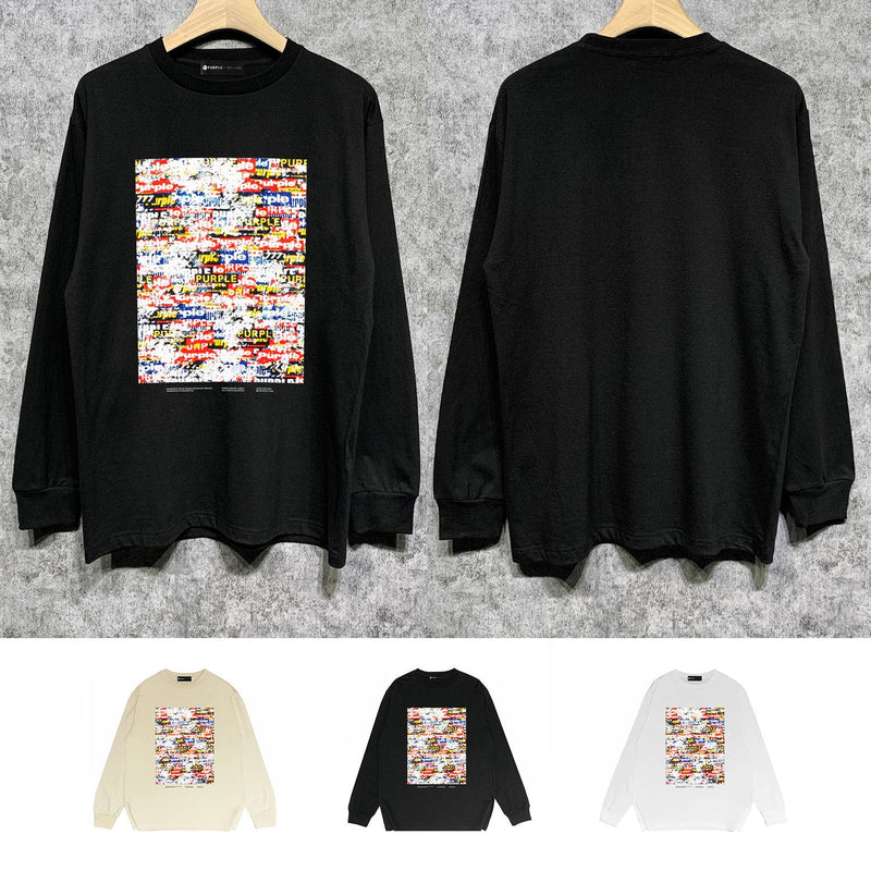 Purple Brand Long Sleeve T-Shirt Fashion Loose Long Sleeve Top