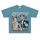 Film Star T Shirt Loose Heavy American Retro Street Cotton Personalized T-shirt for Men and Women