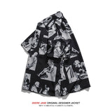 Men Shirts Short Sleeve Printed Shirt Loose Casual Shirt Coat