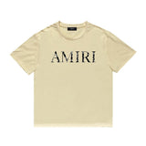 Amiri T Shirt Lettered Casual Hip Hop round Neck Short Sleeve T-shirt