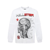 HS long-sleeve T-shirt graffiti portrait print loose version casual long sleeve