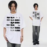 Vintage T-shirts Phantom Letter Print Short Sleeve T-Shirt Loose Crew Neck