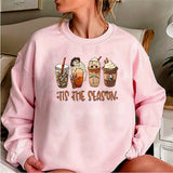 Halloween Sweatshirt Scary Movie Horror Characters Coffee