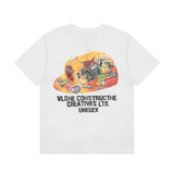 Vlone T Shirt Spring Summer Cartoon Pattern Letter Crew Neck