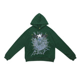 Sp5der Hoodie Spider Web Star Printed Casual