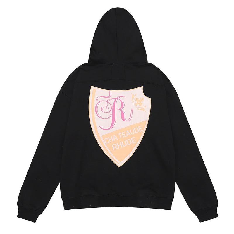 Rhude Hoodie Shield Pure Cotton Men and Women Couple Hoodie Sweater