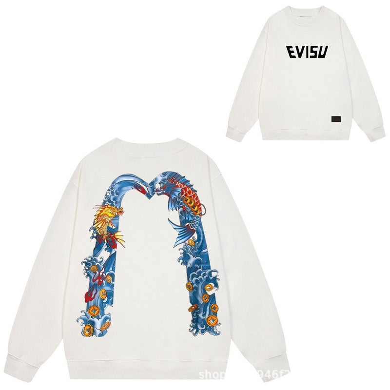 Evisu Sweatshirts Printed Men's and Women's Loose Sweater