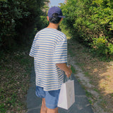 Mariner Shirt Short-Sleeved T-shirt Men's round Neck Summer Loose Casual Cotton