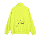 Rhude Hoodie Stand Collar Zipper Embroidery Stitching Sweater for Men and Women Autumn and Winter