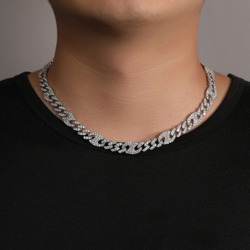 Chains Hip Hop Necklace Copper Zircon Pig Nose Cuban Chain St. Valentine's Spectrum