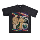 Film Star T Shirt Loose Heavy Retro Street Cotton Small Neckline T-shirt for Men and Women