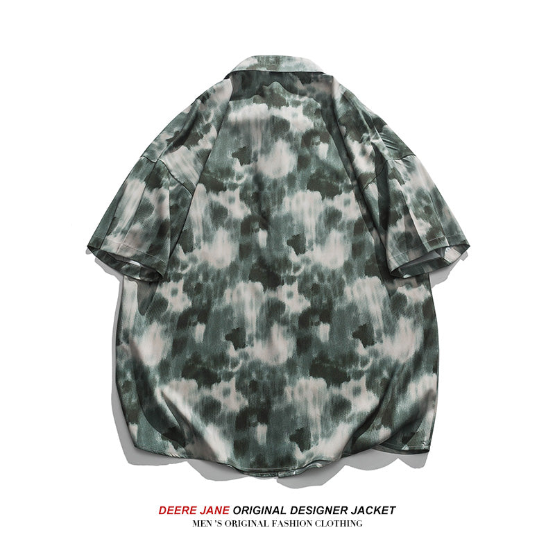 Men Shirts Summer Short Sleeve Printed Shirt Men's Loose Casual