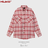 MIJKO Mens Jacket Vintage Plaid Wow Jacket Couple