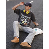 Basket Ball Star T Shirt D'angelo Russell Washed Distressed Printed T-shirt Short Sleeve Vintage Pure Cotton