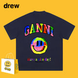 Drew T Shirts Graffiti Smiley Face Short Sleeve Loose Men