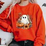 Fashion Halloween Ghost Pumpkin Print Round Neck