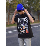 Basket Ball Star T Shirt Jason Williams Basketball Washed Distressed Printed American Retro T-shirt for Men