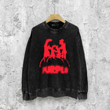 Purple Brand Distressed Sweatshirt Retro Vintage Crew Neck Sweater