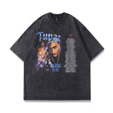 Kendrick Lamar T Shirts Portrait Print Old Hip Hop Loose Short Sleeves