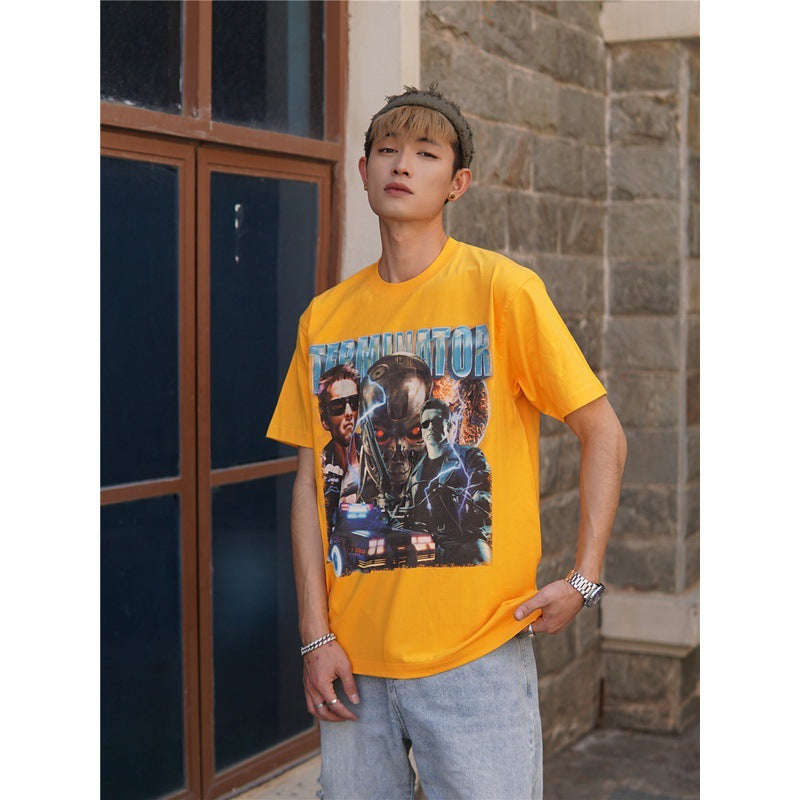 Film Star T Shirt Movie Terminator Poster Print Personalized Cotton Short Sleeve Loose round Neck T-shirt