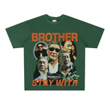 Film Star T Shirt Loose Heavy American Retro Street Cotton T-shirt Men and Women