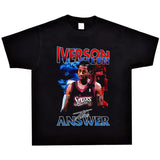 Basket Ball Star T Shirt Allenezailiverson Washed Distressed T-Shirt Printed Retro Loose