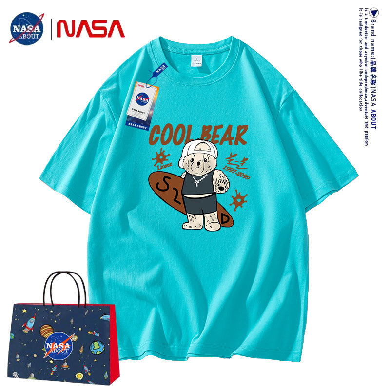 Nasa T Shirt Short Sleeve Men'S Cotton Loose