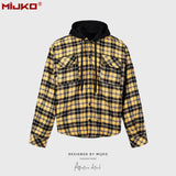 MIJKO Mens Jacket Plaid Hooded Jacket